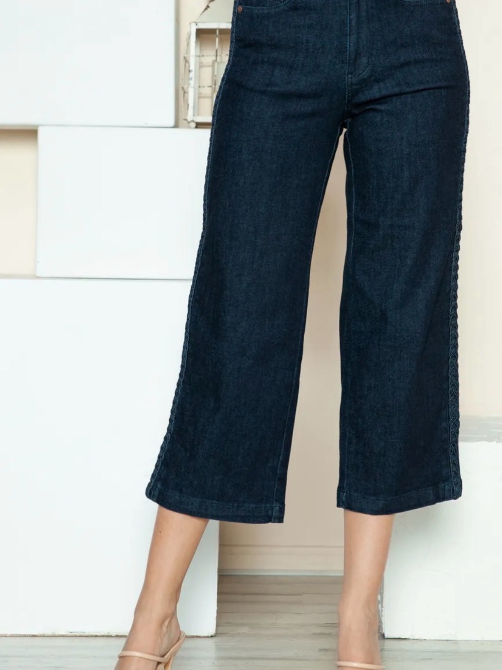 Judy Blue Dark Indigo Cropped Wide Leg Jeans